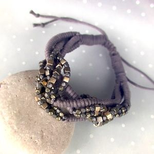 ⭐️3/$15 Gray Slider Braided Bracelet with Beads.